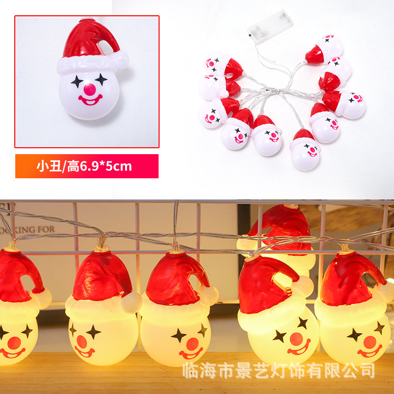 跨境新品led圣诞树灯串圣诞老人雪人灯串电池盒电镀球五角星彩灯|undefined
