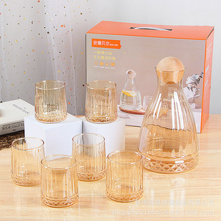 High Borosilicate Heat-Resistant Glass Cold Water Kettle and Water Cup Seven-Piece Set, Electric Ceramic Stove Available, Teapot, Tea Set, Handy Gift