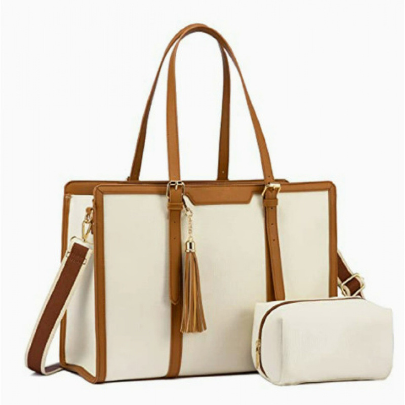 Bolso para computadora portátil para mujer transfronteriza europea y americana, bolso de cuero de 17 pulgadas, bolso de viaje de negocios