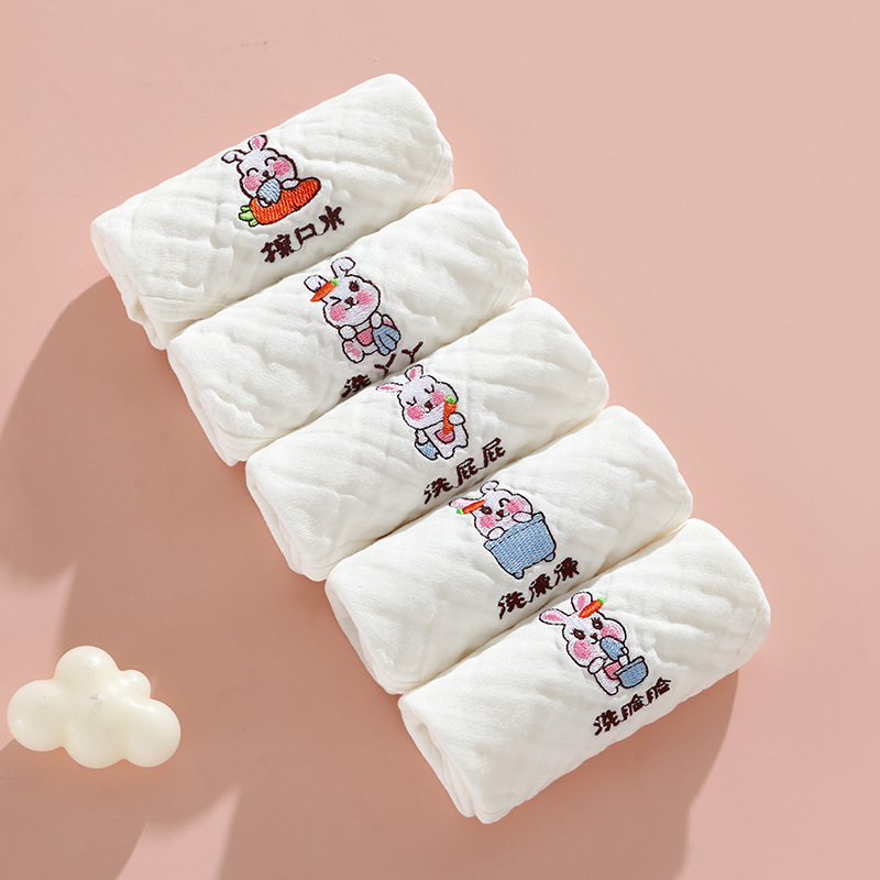 Toallas cuadradas tipo A gaza de algodón absorbente de agua transpirable impresión de lavado facial toallas cuadradas toallas para niños recién nacidos