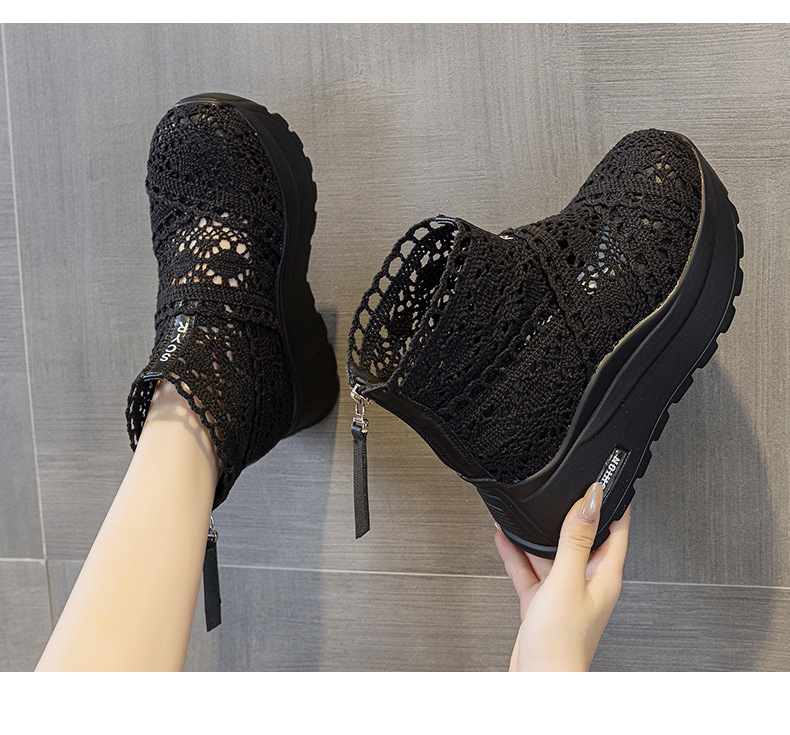 Giày sneaker nữ đế dày lưới ren hở mũi phong cách thể thao thời trang — Be 5067, Vang 5067, Den 5067 chi tiết 12