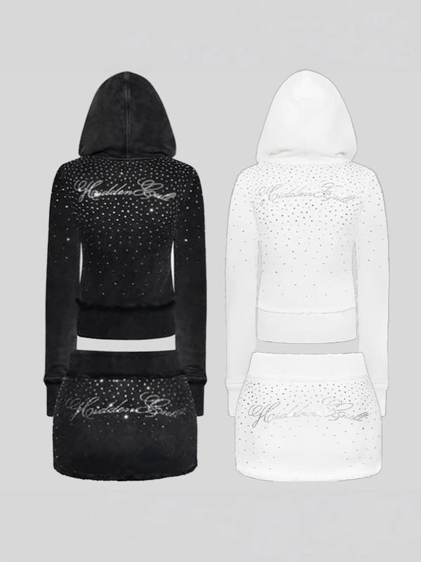 2025 European and American Cross-Border Women's Clothing Rhinestone Starry Series Youth Casual Trendy Long-Sleeve Y2K Hooded Sweatshirt 2025 European and American Cross-Border Women's Clothing Rhinestone Starry Series Youth Casual Trendy Long-Sleeve Y2K Hooded Sweatshirt
