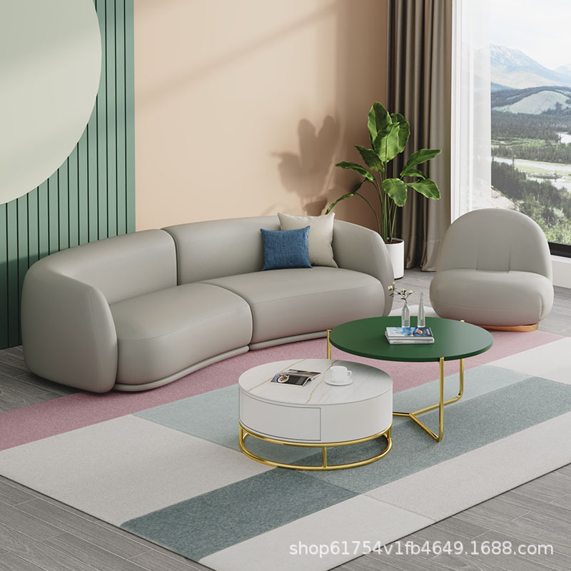 Living room simple sofa modern light luxury small apartment living room internet celebrity beauty salon clothing store office curved sofa