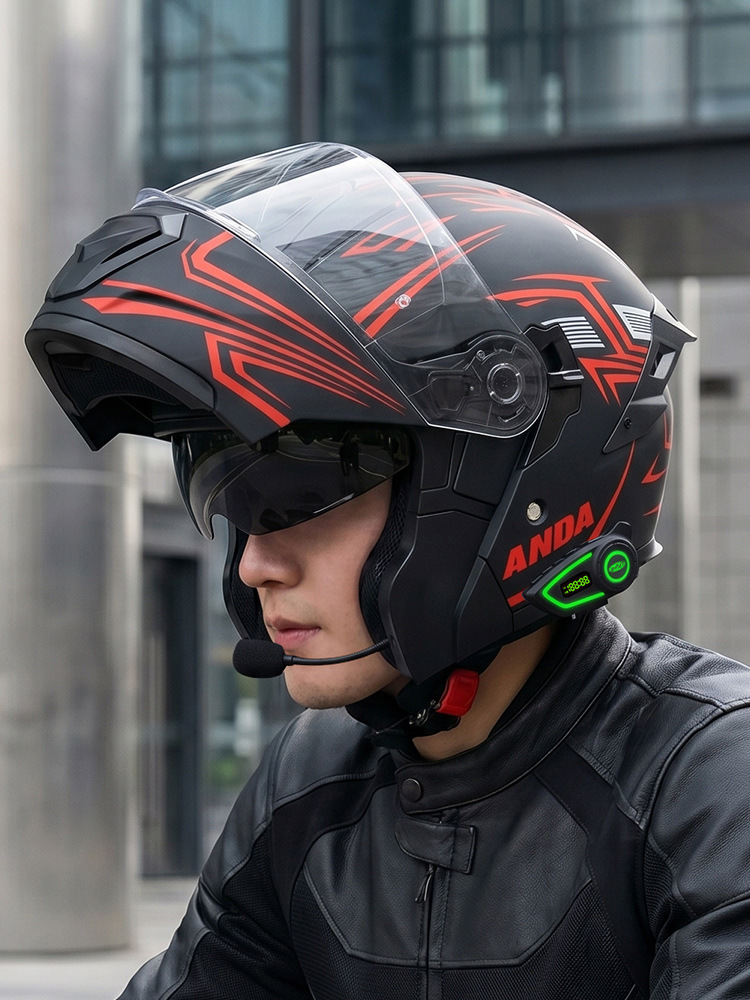 Wholesale Bluetooth Electric Motorcycle Helmets for Men and Women, Full-Face Motorcycle Helmets, All-Season Safety Helmets, Flip-Up Helmets Factory