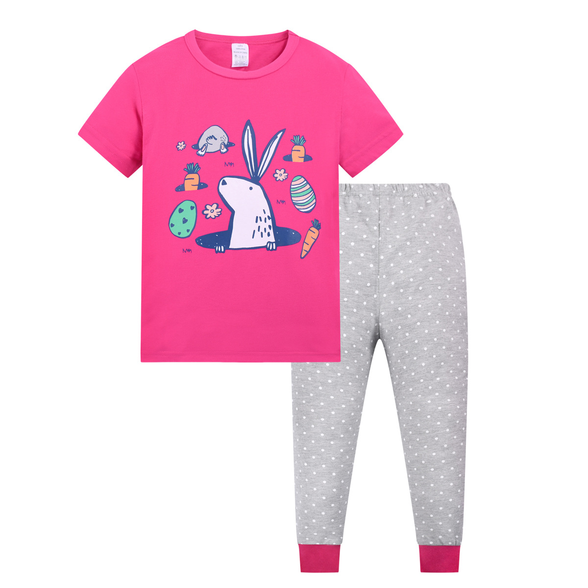 2023 niños de cuello redondo fino traje pijamas algodón verano aire acondicionado ropa europea y americana del hogar los niños ropa Comercio exterior al por mayor