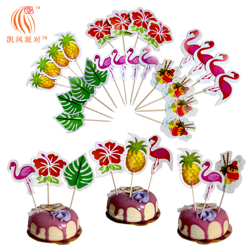 24PCS cake insert holiday party table dessert table decoration props tropical