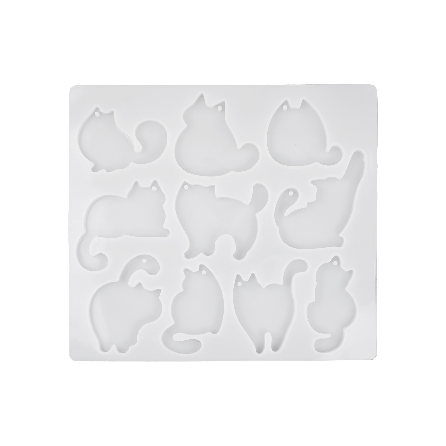 Cristal de bricolaje epoxi epoxi gato lindo gato en forma de gato colgante llavero espejo molde de silicona Ruihe