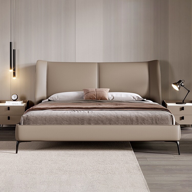 Italian Minimalist Leather Bed 2025 New Model Master Bedroom Large Bed Simple 1.8m Large Bed Modern Double Wedding Bed