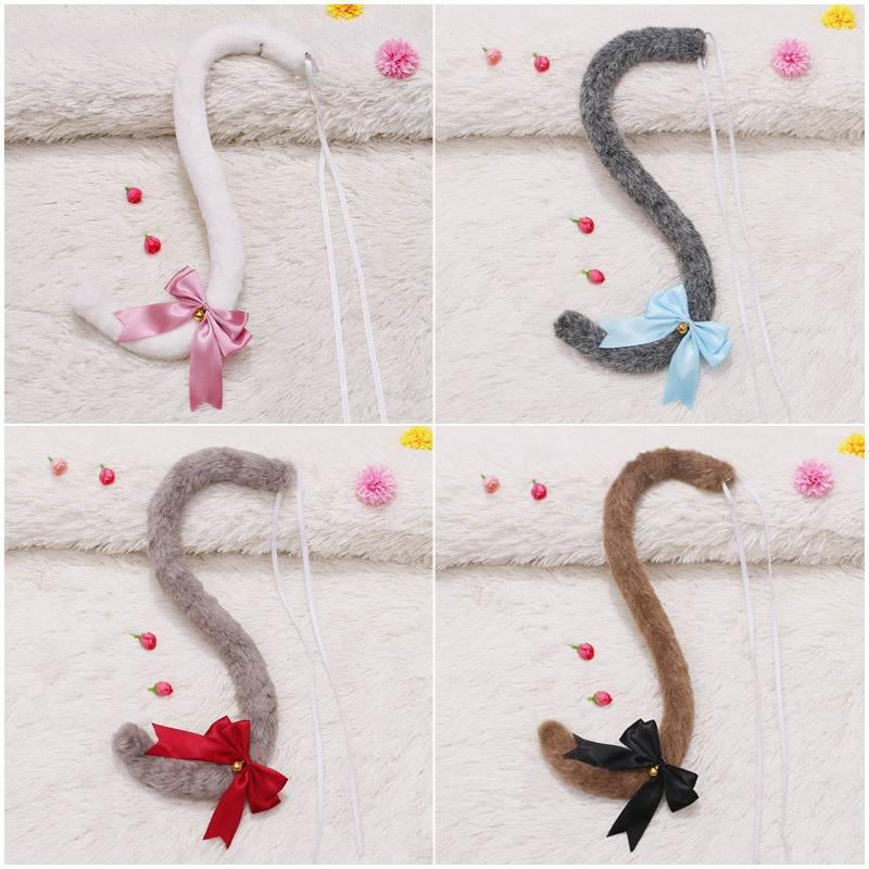 Multi-color cat tail anime accessory, cosplay accessory, cat girl plush tail, real-shot cosplay accessory