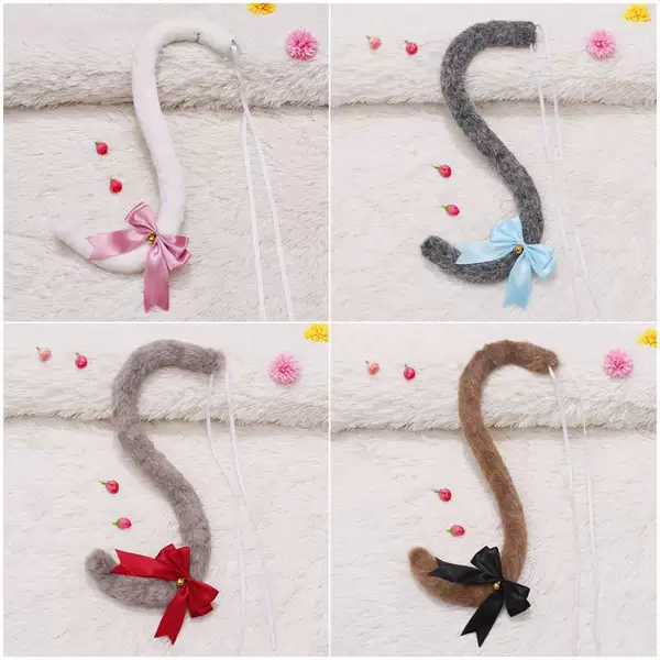 Multi-color cat tail anime accessory, cosplay accessory, cat girl plush tail, real-shot cosplay accessory