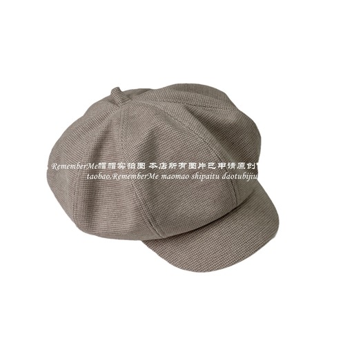 Japanese woolen large version face-showing little painter hat is versatile and easy to wear retro octagonal hat