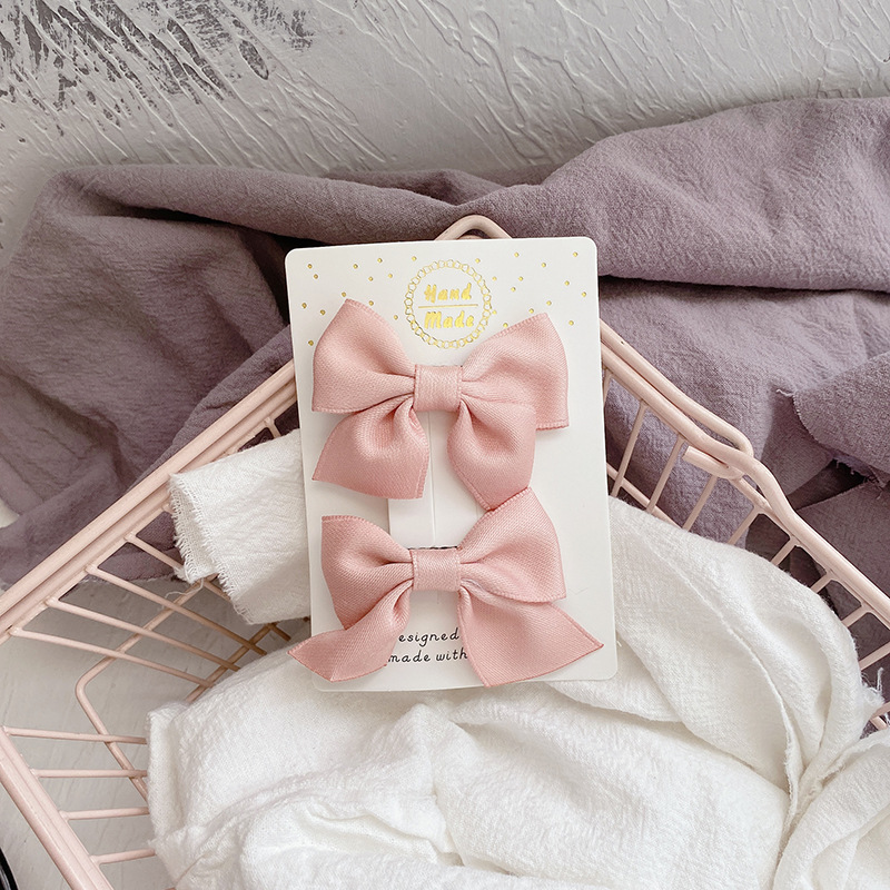 11g Weight Hair Clip Hair Accessories Type 1 Set Quantity Casual, Daily Occasion Solid Color, Bow Knot Pattern Girl'S Gender Cute, Korean Style Style Cute Handmade Fabric Bow Children's Side Clip Hairpin Summer Fresh Girl's Hairpin Hair Accessories 8