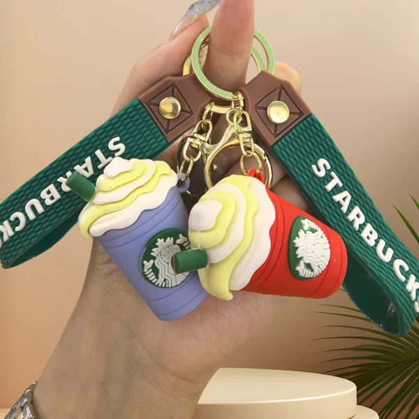Starbucks Ice Cream Frappuccino Keychain Pendant Cute Milk Tea Cup Pacha Dog Doll School Bag Pendant Gift