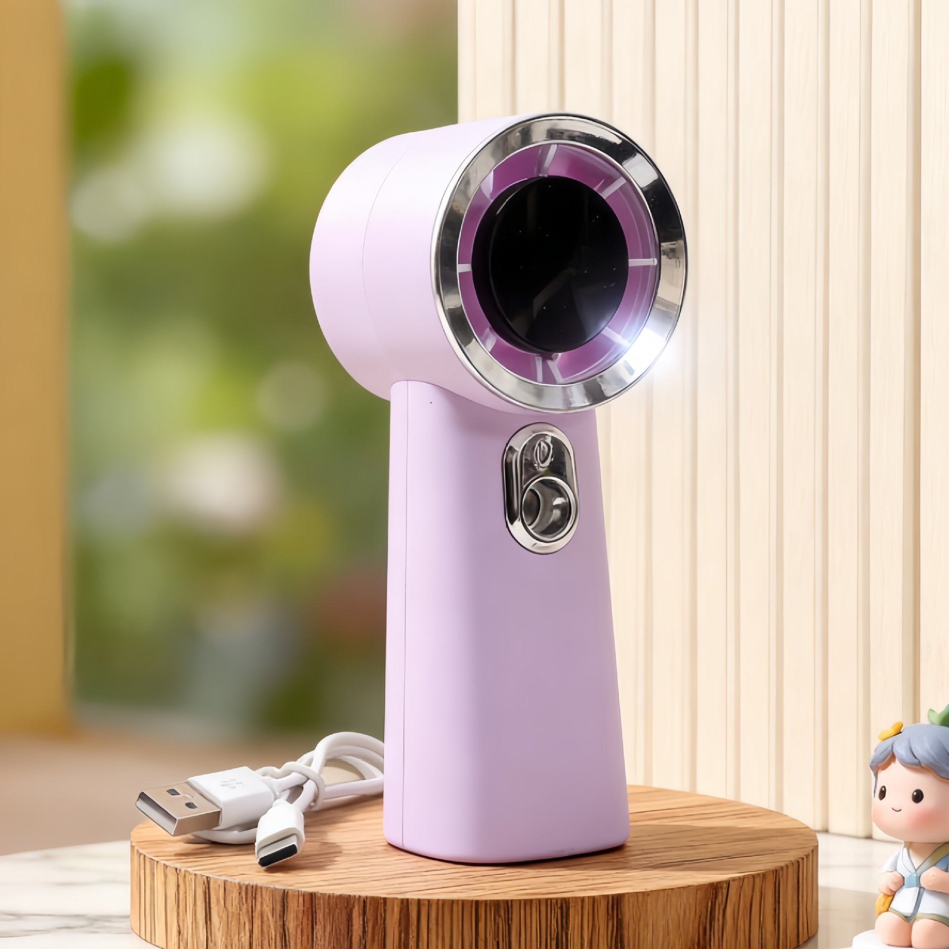 Luxury Mini Electric Fan For Women Portable Handheld USB Rechargeable Makeup Spray Hydrating Cooling Home Appliance_voghion.com