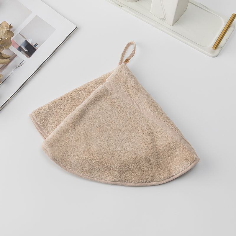 Colgando toalla de mano de lana de coral trapo toalla de cocina paño redondo swing toalla de mano limpieza fuerte absorbente