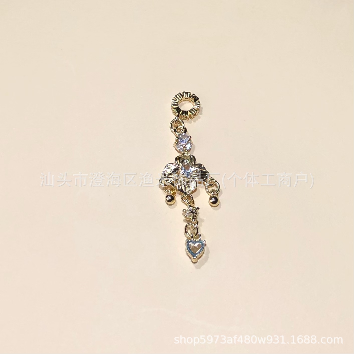 14K Gold-Filled Micro-Paved Zircon Butterfly Tassel Bead Crystal Bracelet Necklace DIY Handmade Accessories Pendant