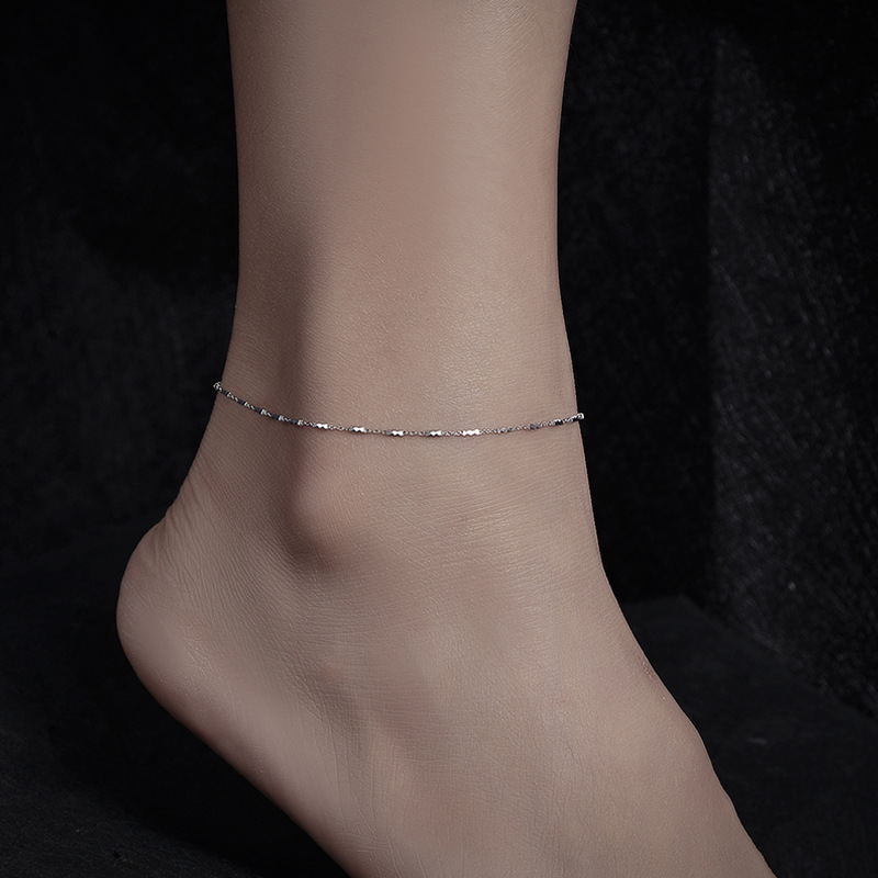 S925 tobilleras espumosas de plata de ley para mujeres de nicho Adornos de pies de alta gama Italia Wanli Flash Star Cadena de pies