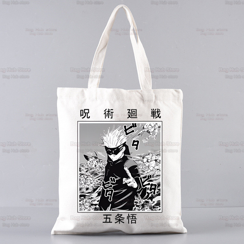 Jujutsu Kaisen Gojo Goku impresa bolsa de lona Harajuku bolso de hombro bolso de moda estudiante bolsa de compras