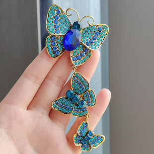 New creative butterfly brooch long small suit rhinestone vintage insect pin ceremony banquet corsage accessories