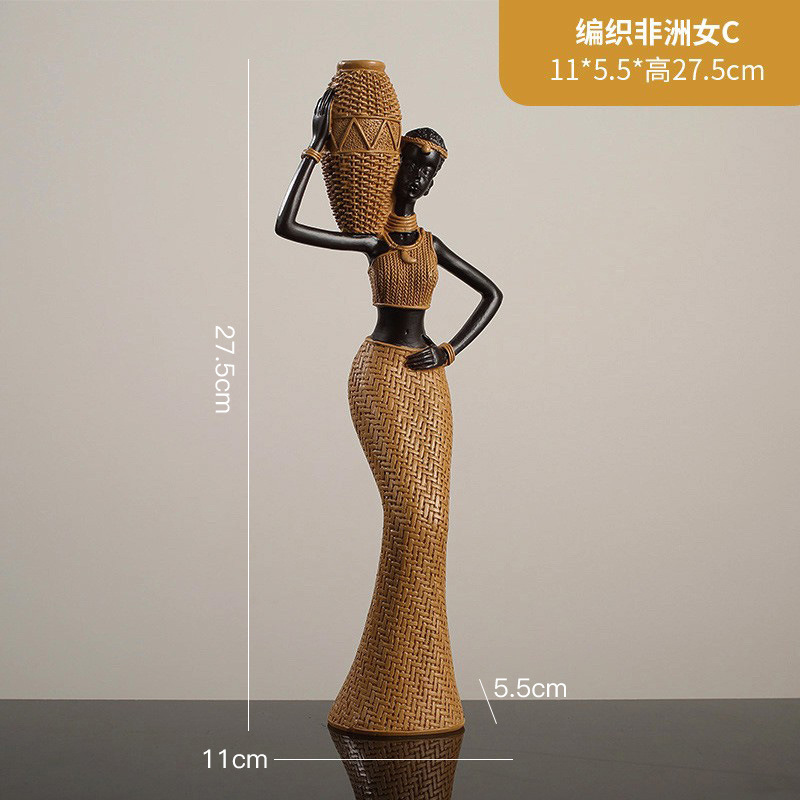 北欧创意复古非洲艺术女士雕像摆件设计师款家居客厅咖啡厅酒吧|undefined