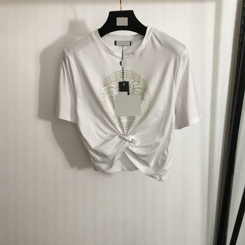 New Foreign Trade Nanyou Style Letter Print Medusa Pin Waist-Cinching Short Casual Crop Top Short-Sleeve T-Shirt New Foreign Trade Nanyou Style Letter Print Medusa Pin Waist-Cinching Short Casual Crop Top Short-Sleeve T-Shirt