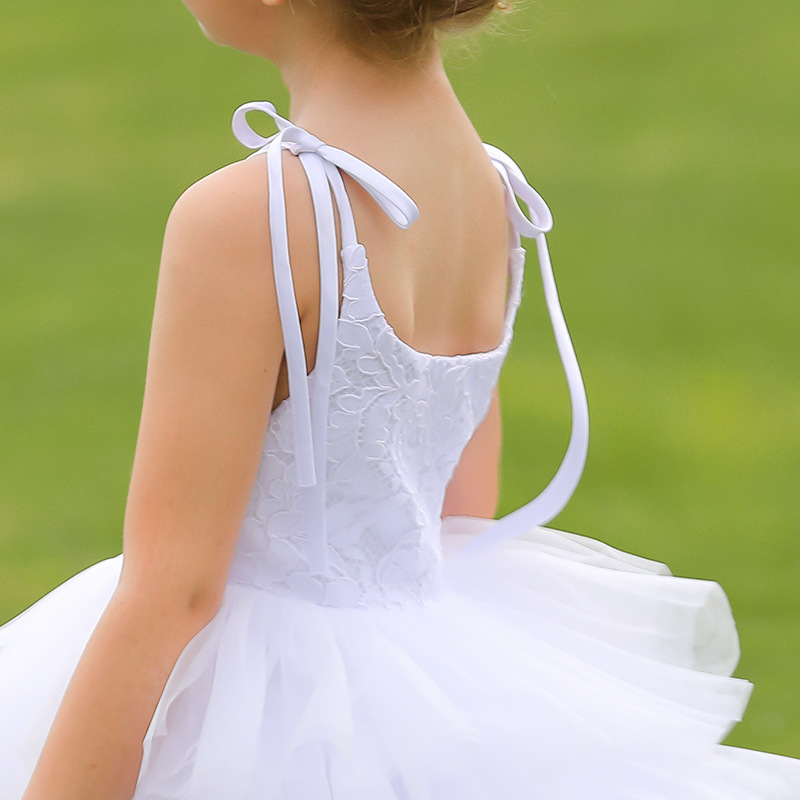 Nuevo europeo y americano transfronterizo de los niños vestido de novia de las niñas de encaje esponjoso pastel princesa vestido de rendimiento vestido de cumpleaños