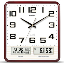 静音挂钟客厅日历钟表简约时尚家用时钟挂墙表现代电子方形石英钟
