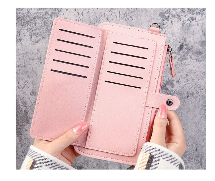 Zipper Closure Type Long Wallets Bags Type 1 Piece Quantity Women's Solid Color Pu Leather Zipper Wallets