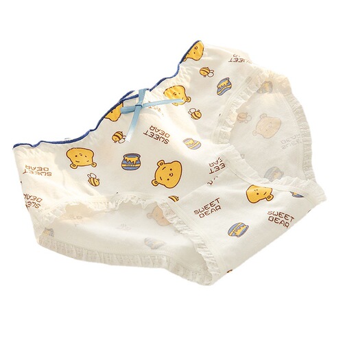 Japanese bear honey soft cute cartoon girl underwear pure cotton crotch mid-waist bag hip breathable women's briefs