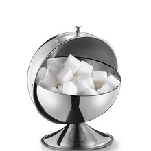 不锈钢圆形糖罐糖盅可翻盖调味收纳盒糖果罐方糖罐多用途储物罐