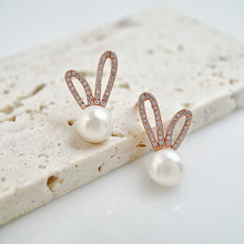 设计师原创新款925银耳钉女生可爱兔子耳饰日韩风高级感银饰批发