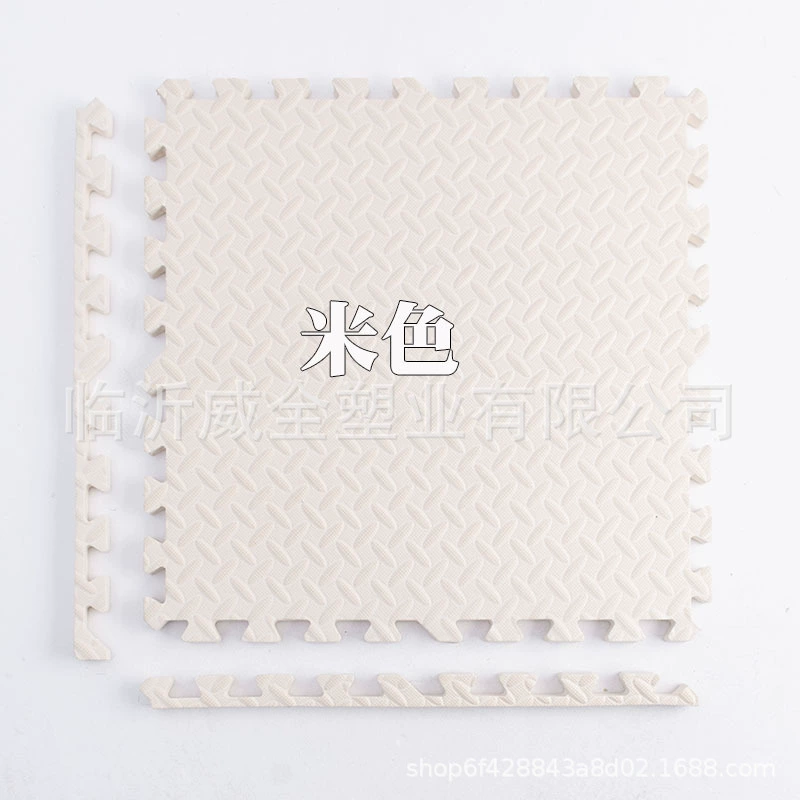 Thickened foam interlocking floor mat for crawling and playtime; soft, non-slip leaf-pattern tiles