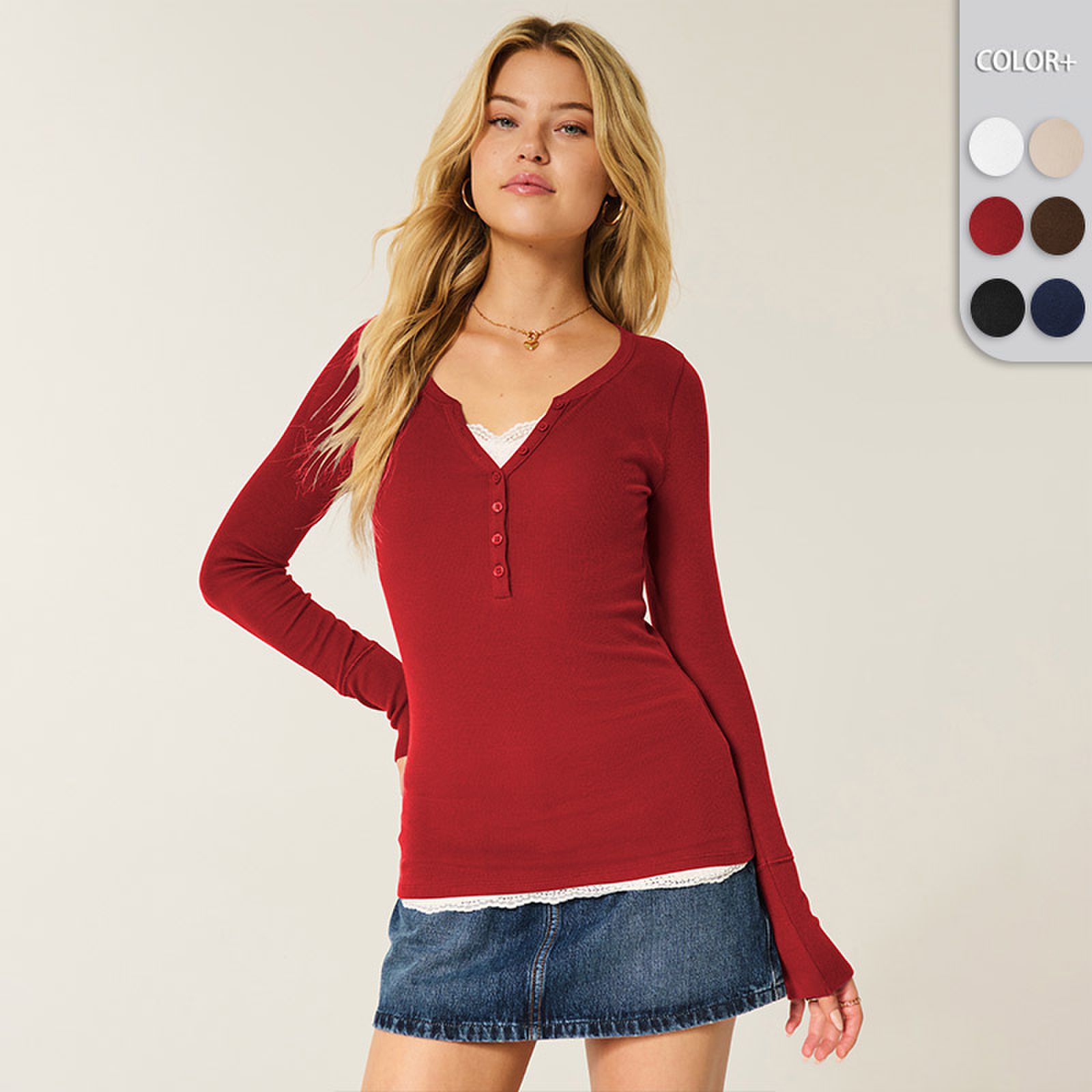 跨境爆款2025秋冬季V领纽扣针织衫修身内搭长袖衫T恤高端精致上衣