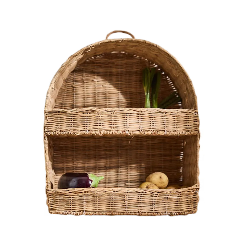 Estante de cocina de tela de caña Estante de almacenamiento multicapa de escritorio doméstico Estante de verduras Estante de verduras Cestas de almacenamiento de frutas