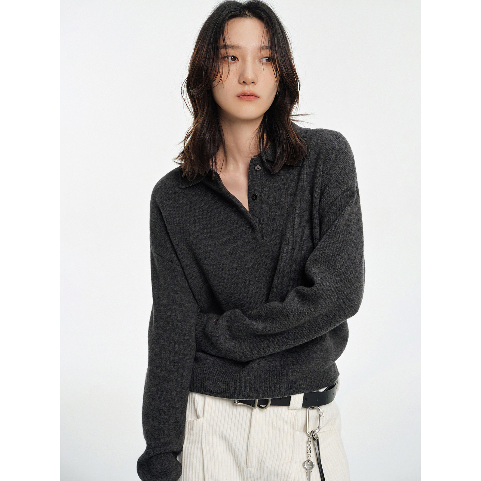 JUSLIN high-quality wool M*iu series layered retro all-match Polo…