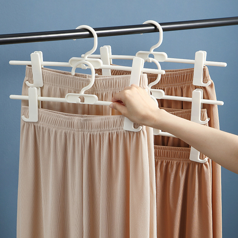Trouser Rack Clothes Clip Household Seamless Jk Clothes Hanger Trouser Clip Multi-Functional Telescopic Black Trouser Storage Skirt Rack