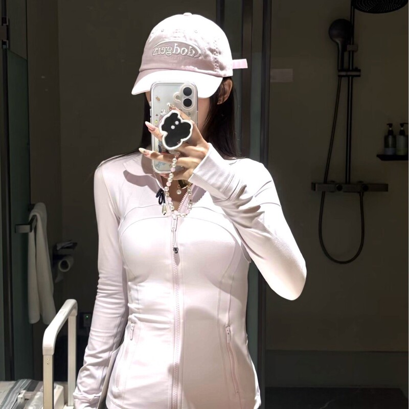 Lu Spring and Autumn Women's Sports Yoga Jacket Slim Fit Casual Jogging Jacket Cardigan Stand Collar Long Sleeve Breathable with Logo