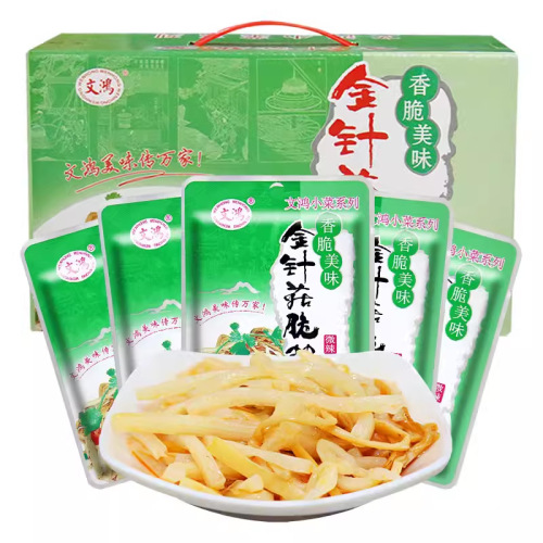 Fujian Zhangzhou Wenhong Preserved Chinese Cabbage and Bamboo Shoots, Slightly Spicy, Not Spicy, Extra Spicy, Aged Pickled Chinese Cabbage, Enoki Mushrooms, Crispy Bamboo Shoots, Braised Bamboo Shoots in Sauce