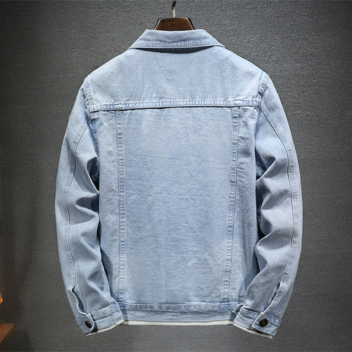LAZADA New Trendy Men's Jacket Spring and Autumn Light Blue Versatile Korean Version Slim Fit Cool Denim Jacket