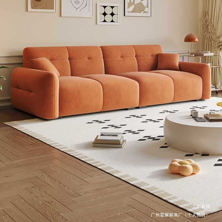 2025 Simple Fabric Sofa Living Room Apartment B&B Rental House Cloud Straight Row Economical Small Apartment Sofa