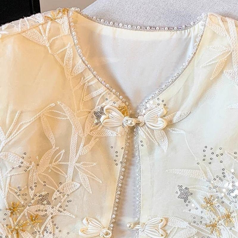 レトロ重工業中国風刺繍 2025 ベストサマーベスト新中国風ノースリーブベストトップ薄いレイヤリング|undefined