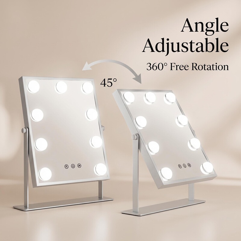 Amazon's Best-Selling Hollywood Light Bulb Mirror Led Makeup Mirror, Three-Color Lighting Tabletop Vanity Mirror with 9 Lights Amazon's Best-Selling Hollywood Light Bulb Mirror Led Makeup Mirror, Three-Color Lighting Tabletop Vanity Mirror with 9 Lights