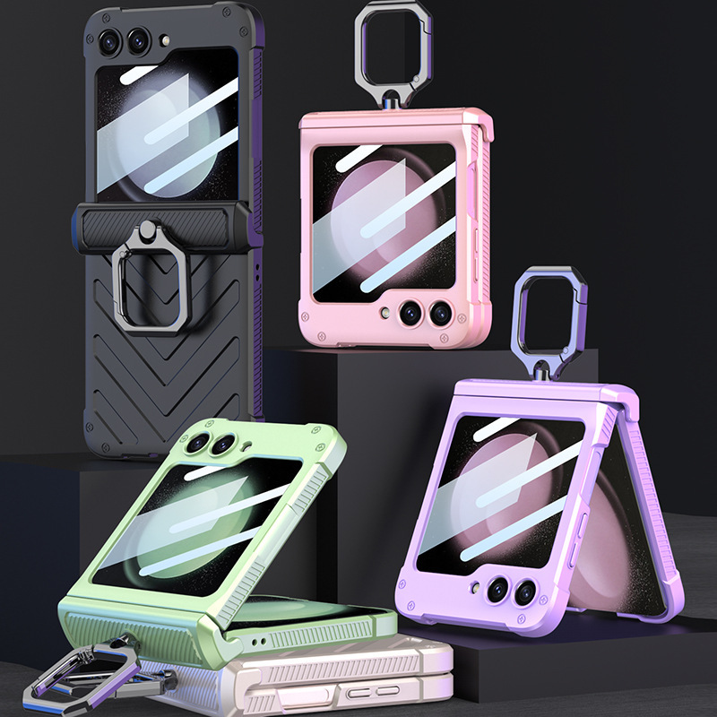 Gkk Is Suitable for Samsung Zflip5 Magnetic All-Inclusive Shell Personalized Business Ring Buckle Armor to Instantly Become a Stand Protective Cover