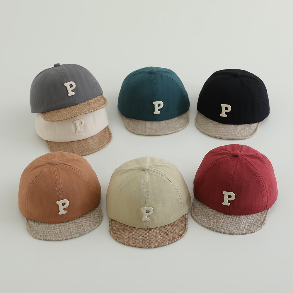 Sombrero infantil de primavera y otoño de letras p, sombrero de brida suave, sombrero de béisbol casual coreano, sombrero de lengua de pato.