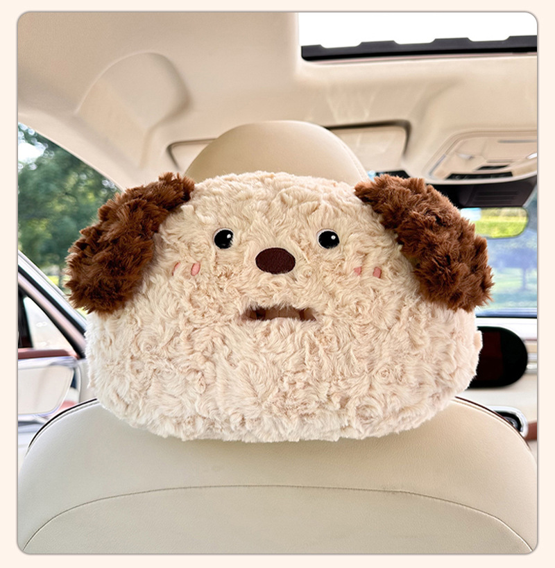 Cute Cartoon Car Headrest Tissue Box Creative Plush Multifunctional Seat Back Extraction Box Internet Popular Car Tissue Bag