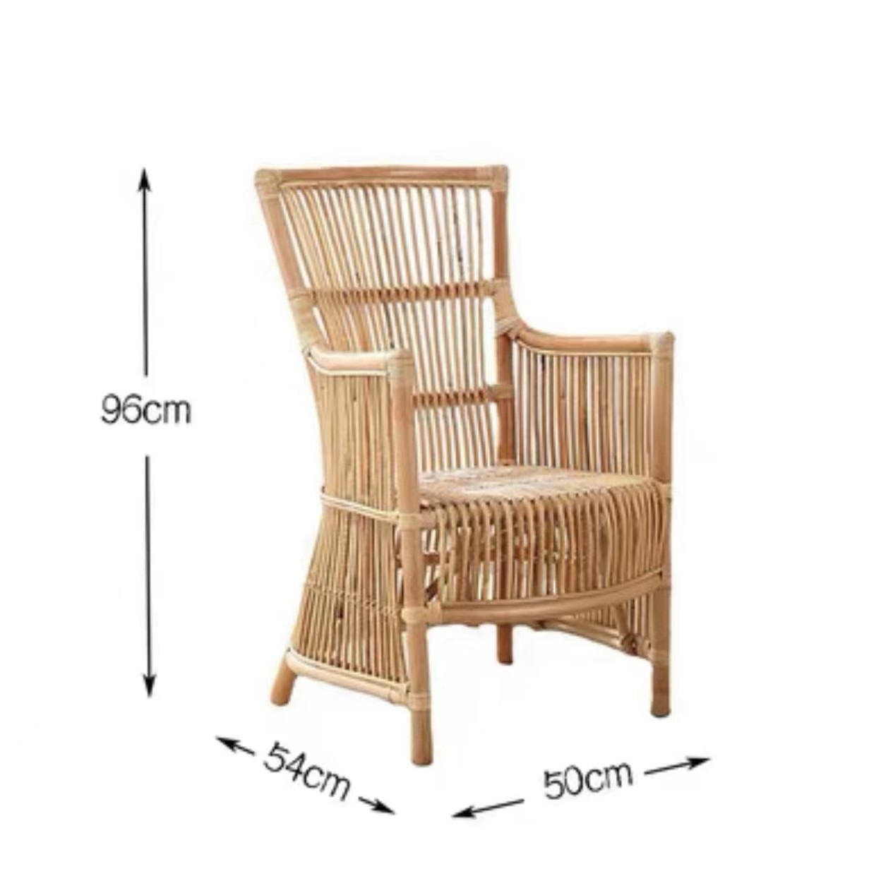 Silla de ocio vintage de ratán natural, sillón individual estilo wabi-sabi para casas de huéspedes y salones de té, silla de comedor de ratán de estilo nórdico japonés.
