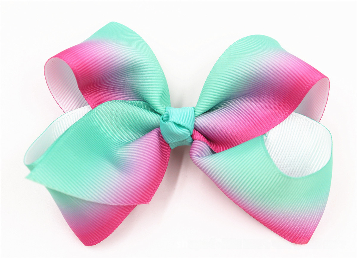 European and American children's jewelry 5inch bow hairpin gradient color rainbow bubble flower girl hairpin headdress hair accessories_voghion.com