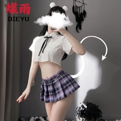 Butterfly Rain Sexy Student JK Pleated Skirt Uniform Role Play Temptation Small Breast Pure Set Wholesale