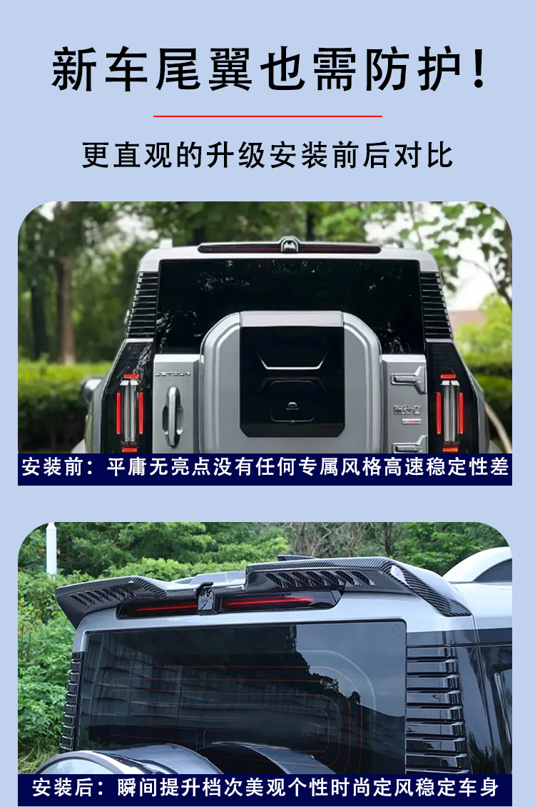 Suitable for Travelers Shanhai T2 Tail Integrated Roof Wing Without Drilling Modification Car Exterior Decoration