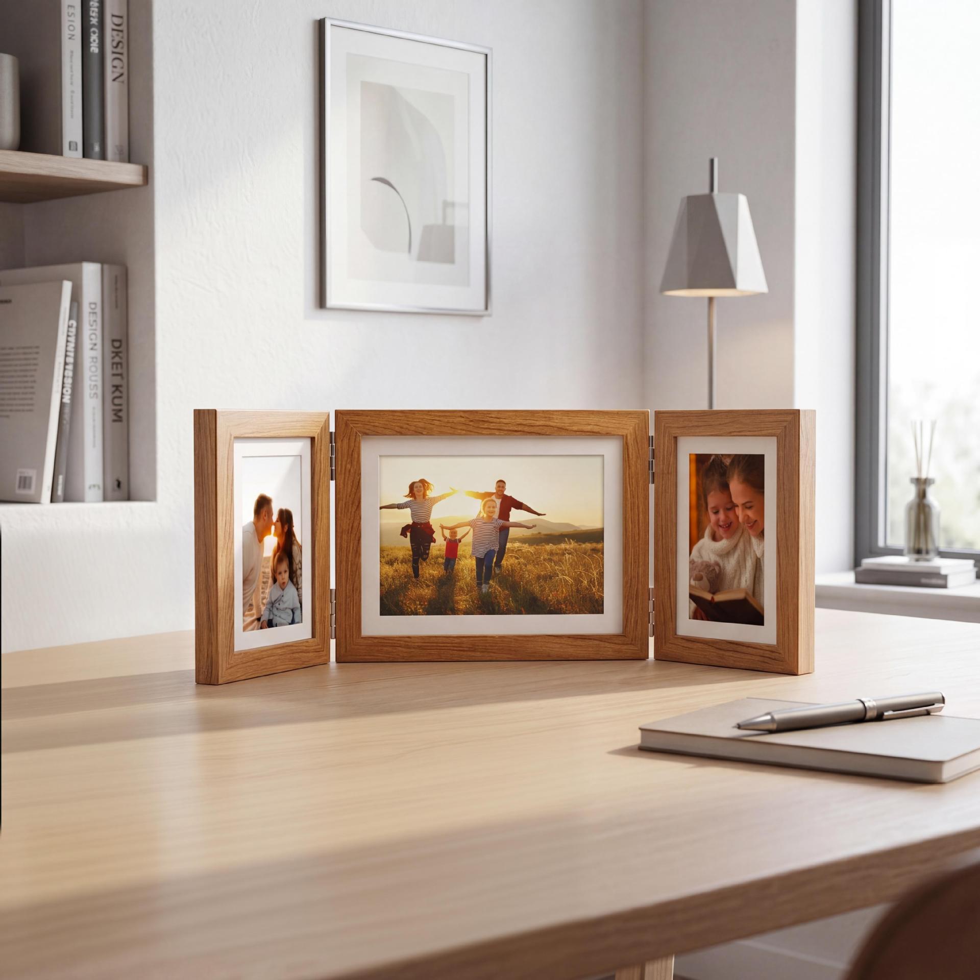 Venta caliente transfronteriza MDF marco de foto de bisagra triple plegable (2 4x6in, 1 6x9in) venta al por mayor de bajo precio image 3